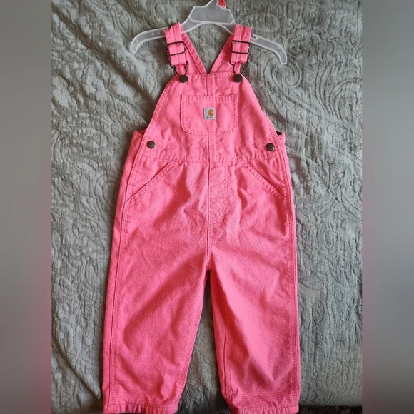 Carhartt Bottoms Carhartt Bright Pink Flannel Lined Overalls